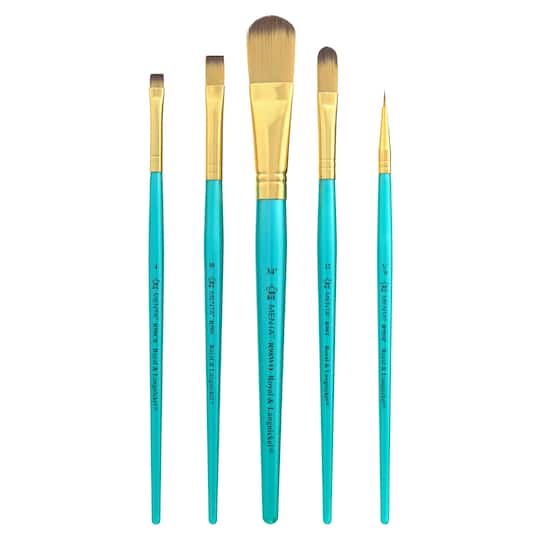 12 Packs: 5 ct. (60 total) Menta&#x2122; Synthetic Blend Acrylic Filbert Variety Brush Set